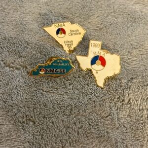 Lot of 3 NMA Vintage State Lapel Pins 95/98/99